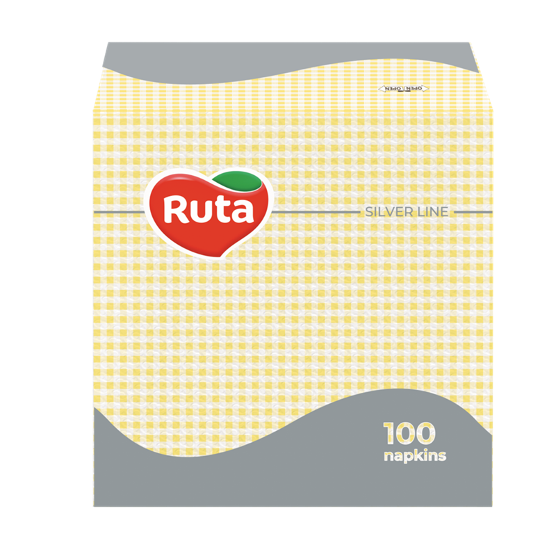 Серветки паперові 1 шар 24х24 100 шт жовті Ruta